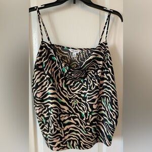Nine West Zebra Print Cami Top - Black, White, Green
